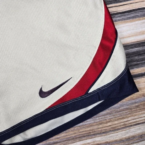 Vintage Nike Basketball Shiny Silvery White, Red, Blue Dazzle Shorts Mens Medium - Picture 2 of 6